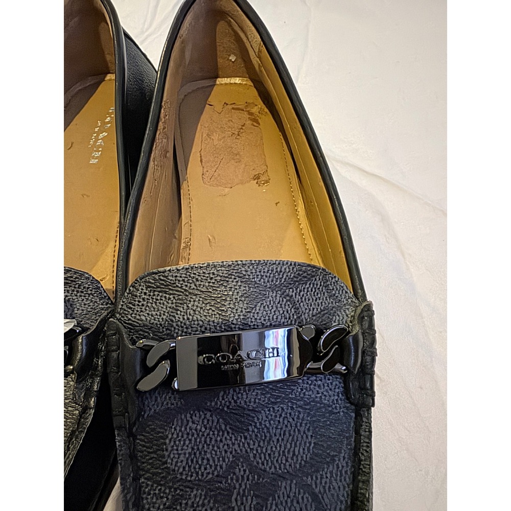 Coach Signature Monogram Driver Loafers Charcoal Black Gunmetal Hardware - Picture 3 of 9